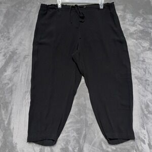 Eileen Fisher Pants Womens Large Black 100% Silk Jogger Crop Ankle Zip Casual
